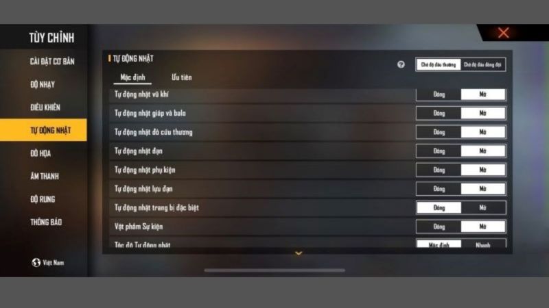cài đặt độ nhạy Free Fire