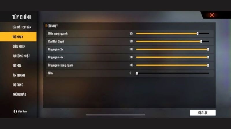 chỉnh độ nhạy Free Fire