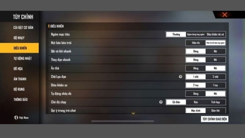 độ nhạy dễ headshot Free Fire
