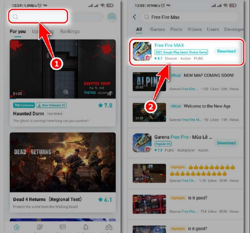 cách tải Free Fire max trên google