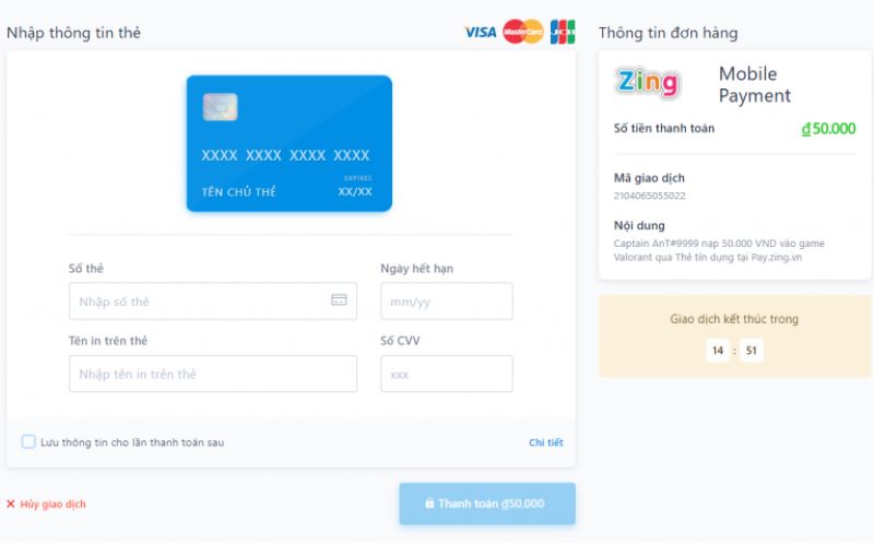 giá nạp valorant zalopay