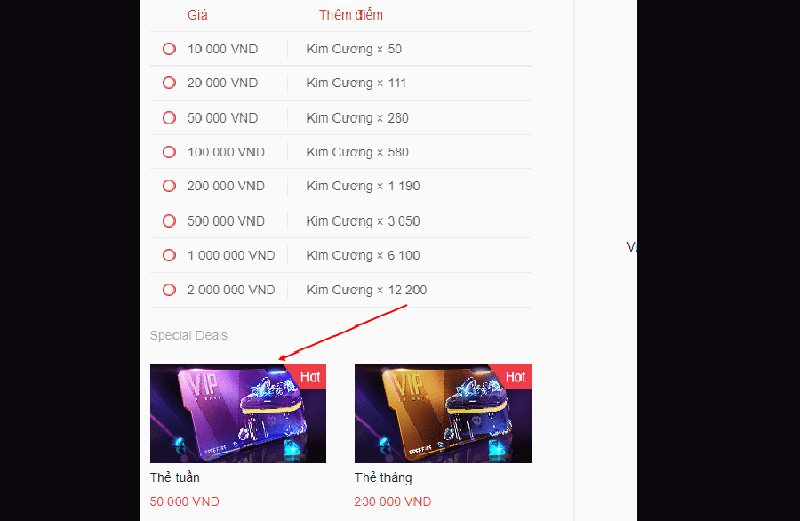 cách mua thẻ tuần Free Fire